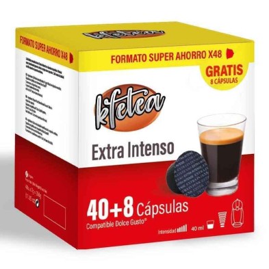 Café Kfetea extra forte, compatível com Dolce Gusto. 48 cápsulas FORMATO SUPER-SALVADOR Café Kfetea extra forte, compatível com Dolce Gusto. 48 cápsulas FORMATO SUPER-SALVADOR