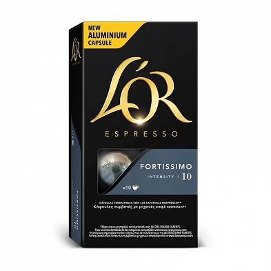 Fortissimo L'OR, 10 cápsulas compatíveis NESPRESSO. Fortissimo L'OR, 10 cápsulas compatíveis NESPRESSO.