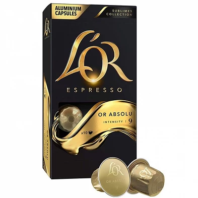 Ou Absolu L'OR, 10 cápsulas compatíveis Nespresso. Ou Absolu L'OR, 10 cápsulas compatíveis Nespresso.