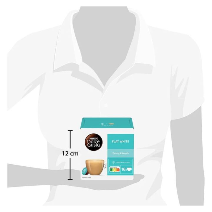 Tamanho da caixa Flat White Dolce Gusto 12 cm