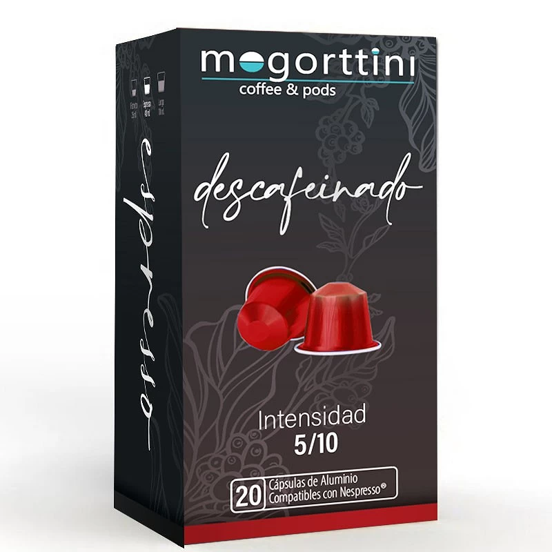 Mogorttini descafeinado, caixa de 20 cápsulas. Compatível com Nespresso.