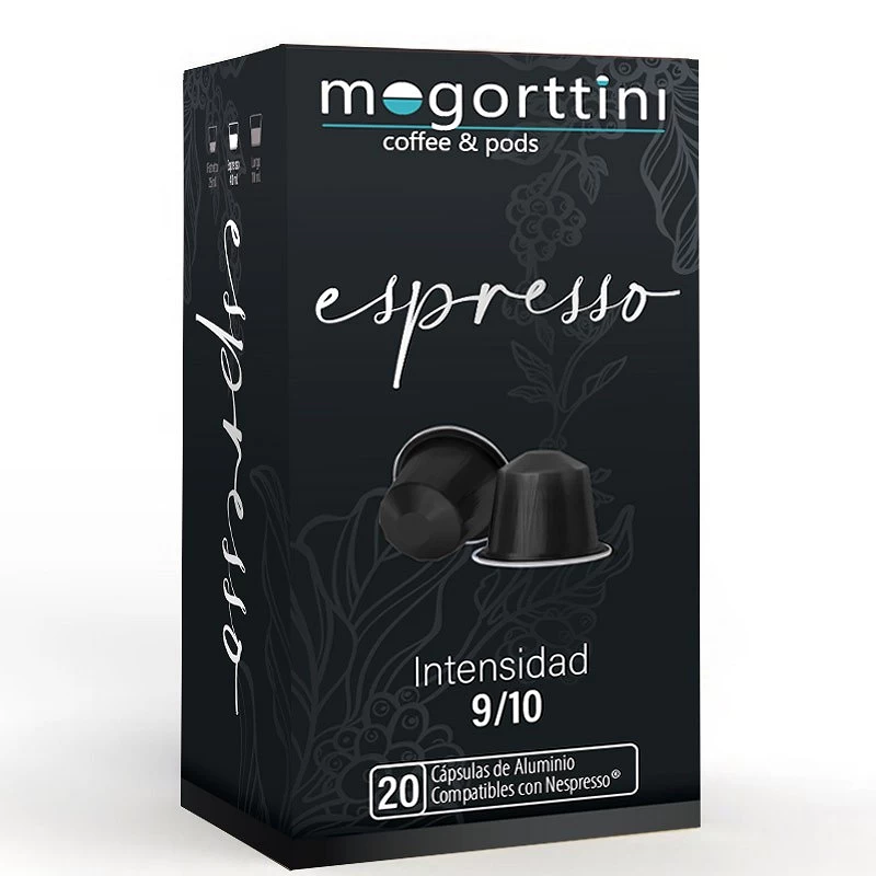 Espresso Mogorttini, 20 cápsulas de alumínio. Compatível com Nespresso.