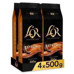ESTREMO Espresso 4 paquetes de 500 gr. Café en grano L'or INTENSIDAD 11