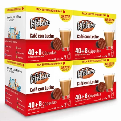Cafe con leche Kfetea 4 cajas de 48 capsulas compatibles Dolce Gusto Cafe con leche Kfetea 4 cajas de 48 capsulas compatibles Dolce Gusto