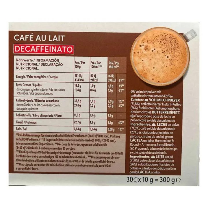 Café com Leite Descafeinado Dolce Gusto 180 Cáps.