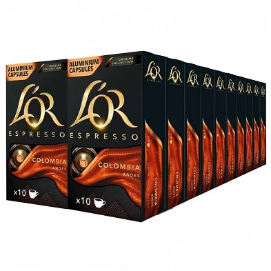 Colombia L'or 20 cajas compatible Nespresso 200 cápsulas Colombia L'or 20 cajas compatible Nespresso 200 cápsulas