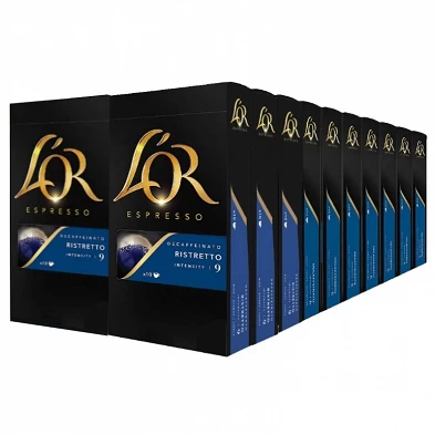 Ristretto Descafeinado L'or 20 cajas compatible Nespresso 200 cápsulas Ristretto Descafeinado L'or 20 cajas compatible Nespresso 200 cápsulas