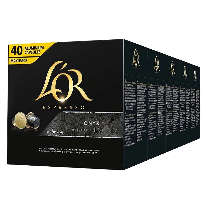 Onyx L'or 5 cajas compatible Nespresso 200 cápsulas