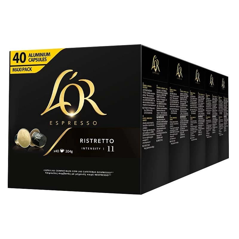 Ristretto L'OR, 200 cápsulas compatíveis com Nespresso