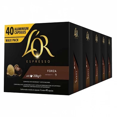 Forza L'or 5 cajas compatible Nespresso 200 cápsulas Forza L'or 5 cajas compatible Nespresso 200 cápsulas