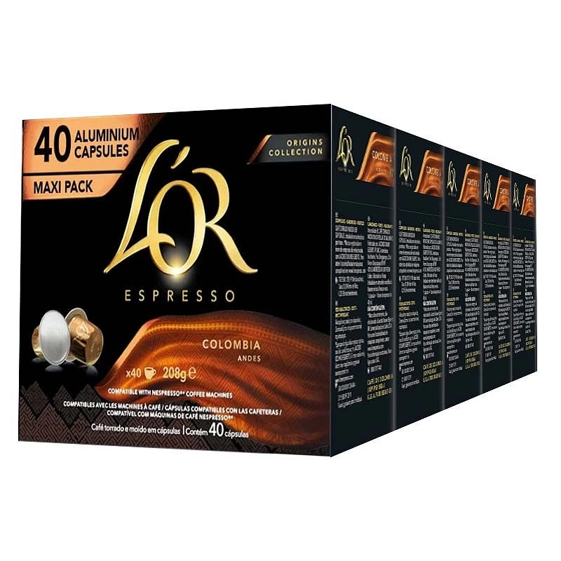 Colombia L'or 5 cajas compatible Nespresso 200 cápsulas