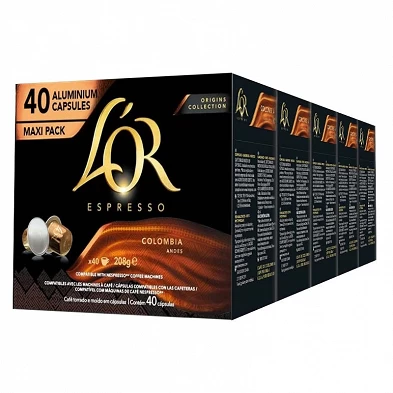 Colombia L'or 5 cajas compatible Nespresso 200 cápsulas Colombia L'or 5 cajas compatible Nespresso 200 cápsulas