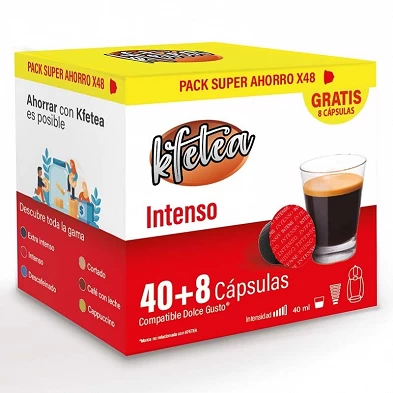 Intenso Dolce gusto compatible marca Kfetea 48 cápsulas, Formato Super Ahorro Intenso Dolce gusto compatible marca Kfetea 48 cápsulas, Formato Super Ahorro