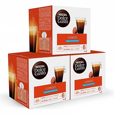 Café longo descafeinado, 48 cápsulas. Nescafé Dolce Gusto. Café longo descafeinado, 48 cápsulas. Nescafé Dolce Gusto.