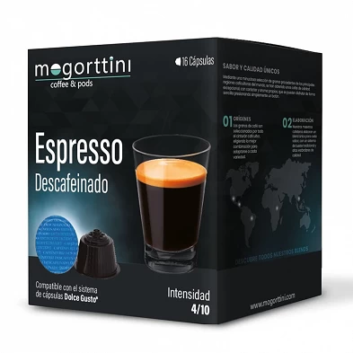 Espresso Descafeinado 16 cápsulas Mogorttini compatible Dolce Gusto Espresso Descafeinado 16 cápsulas Mogorttini compatible Dolce Gusto