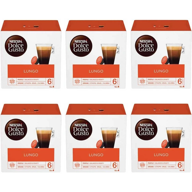 Lungo Pack 6 Caixas Dolce Gusto: Café Longo Intenso