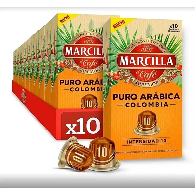 10 cajas Marcilla Puro Arábica Colombia, 100 cápsulas Nespresso 10 cajas Marcilla Puro Arábica Colombia, 100 cápsulas Nespresso
