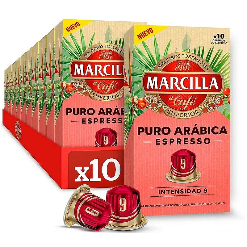 10 cajas Marcilla Puro Arábica Espresso 100 cápsulas Nespresso