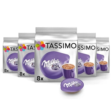 Chocolate Milka 5 cajas de 8 cápsulas Tdisc para el sistema de capsulas Tassimo Chocolate Milka 5 cajas de 8 cápsulas Tdisc para el sistema de capsulas Tassimo