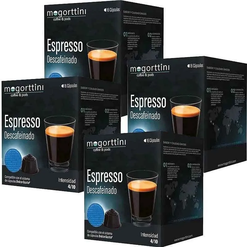 Descafeinado Mogorttini 4 cajas de 16 cápsulas para Dolce Gusto Descafeinado Mogorttini 4 cajas de 16 cápsulas para Dolce Gusto