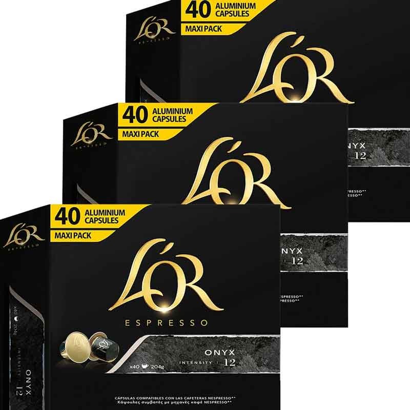 Onyx L'OR Compatíveis Nespresso - 3 Caixas de 40 Cápsulas