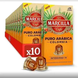 10 cajas Marcilla Puro Arábica Colombia, 100 cápsulas Nespresso
