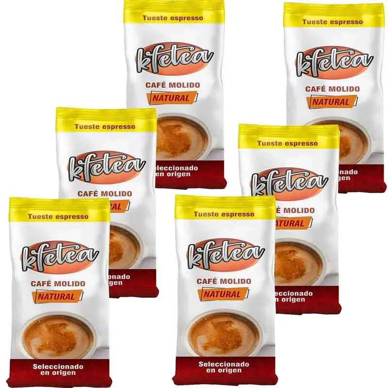 6 paquetes Kfetea Natural café molido 250 Gramos
