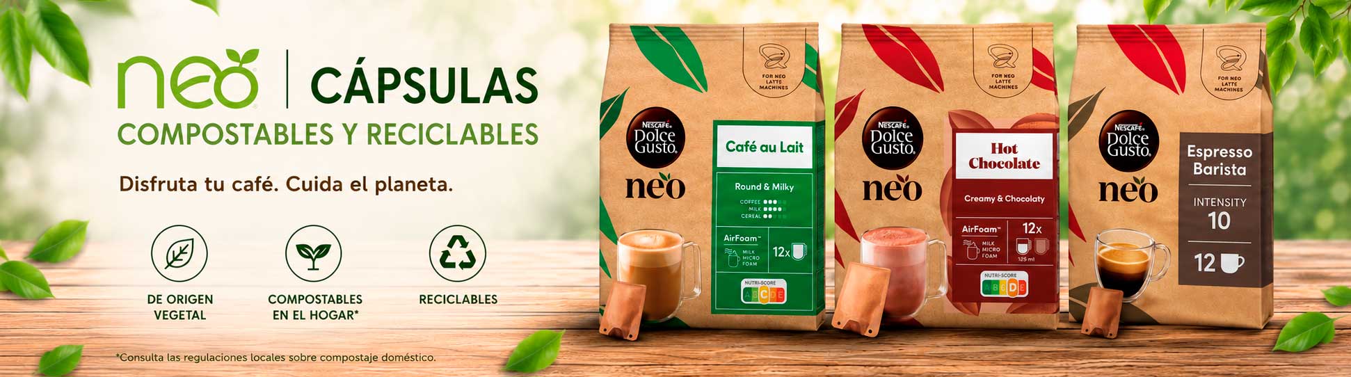 Cápsulas Dolce Gusto Neo compostáveis e recicláveis