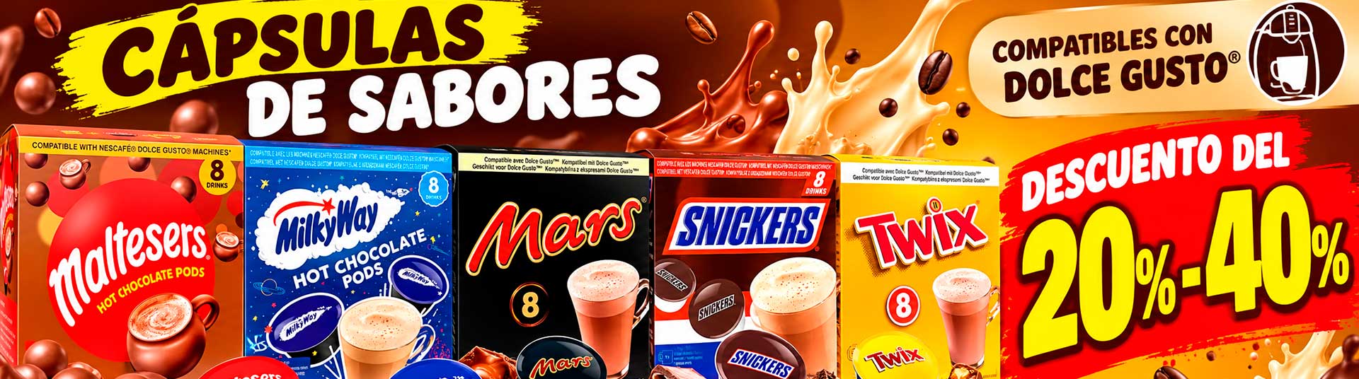 Cápsulas de sabores compatibles con Dolce Gusto: 20% - 40% de descuento